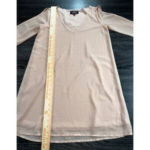 Lulus Women's XS Blush Pink Long Sleeve Mini Dress Sheer Sleeve V-Neck Cocktail